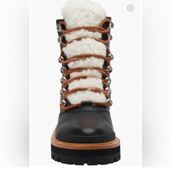 MARC FISHER $199 Shoes Womens Izzie Genuine Shearling Lug Sole Boot Size 6 NEW - Picture 4 of 10